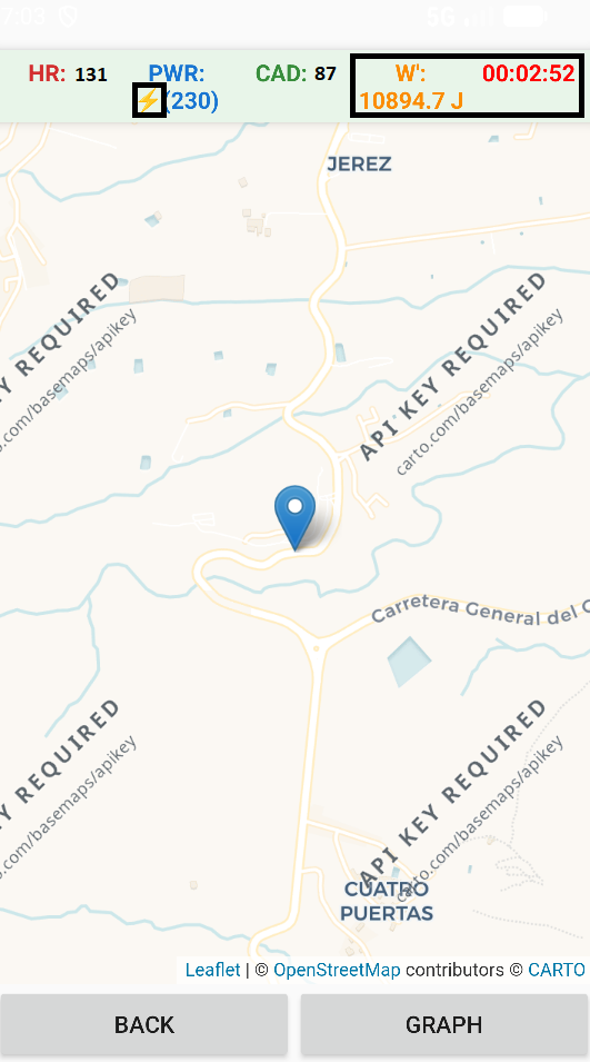 Ventana de navegación con datos en tiempo real